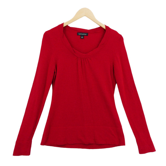 Banana Republic Women Red Knit Wool Blend Round Neck Long Sleeve Sweater Size M - Picture 1 of 11